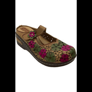 L'Artiste by Spring Step Leather Clogs Anana Beige Multi - Medium